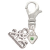Silver Plated Mini August - Lime Green Crystal Heart - Silver Plated Clip on Charm with Mini Year 2025: Year to Remember Jewelry Gift - Celebrations