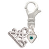 Silver Plated Mini December - Teal Crystal Heart - Silver Plated Clip on Charm with Mini Year 2025: Year to Remember Jewelry Gift - Celebrations