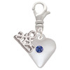 Silver Plated Large September - Blue Crystal Heart - Silver Plated Clip on Charm with Mini Year 2025: Year to Remember Jewelry Gift - Celebrations