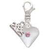 Silver Plated Large Light Pink Crystal Heart - Silver Plated Clip on Charm with Mini Year 2025: Year to Remember Jewelry Gift - Celebrations