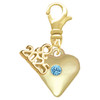 Gold-tone Large Hot Blue Crystal Heart - Gold-tone Plated Clip on Charm with Mini Year 2025: Year to Remember Jewelry Gift - Celebrations