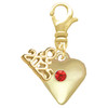 Gold-tone Large Red Crystal Heart - Gold-tone Plated Clip on Charm with Mini Year 2025: Year to Remember Jewelry Gift - Celebrations