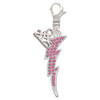 Silver Plated Large Hot Pink Crystal Lightning Bolt - Silver Plated Clip on Charm with Mini Year 2025: Year to Remember Jewelry Gift - Celebrations