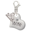 Silver Plated Large Wife Heart - Silver Plated Clip on Charm with Mini Year 2025: Year to Remember Jewelry Gift - Celebrations