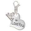 Silver Plated Large I Love You Heart - Silver Plated Clip on Charm with Mini Year 2025: Year to Remember Jewelry Gift - Celebrations