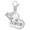 Silver Plated Large Niece Heart - Silver Plated Clip on Charm with Mini Year 2025: Year to Remember Jewelry Gift - Celebrations