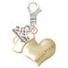Two-tone Nurse's Prayer Heart - Healing Hand - Silver Plated Clip on Charm with Mini Year 2025: Year to Remember Jewelry Gift - Celebrations