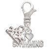 I Heart Swimming - Silver Plated Clip on Charm with Mini Year 2025: Year to Remember Jewelry Gift - Celebrations
