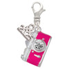 Silver Plated Pink Camera - Silver Plated Clip on Charm with Mini Year 2025: Year to Remember Jewelry Gift - Celebrations