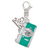 Silver Plated Teal Camera - Silver Plated Clip on Charm with Mini Year 2025: Year to Remember Jewelry Gift - Celebrations
