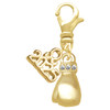 Gold-tone Small Boxing Glove - Gold-tone Plated Clip on Charm with Mini Year 2025: Year to Remember Jewelry Gift - Celebrations