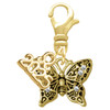 Gold-tone Small Antiqued Crystal Butterfly - Gold-tone Plated Clip on Charm with Mini Year 2025: Year to Remember Jewelry Gift - Celebrations