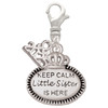 Keep Calm Little Sister is Here - Silver Plated Clip on Charm with Mini Year 2025: Year to Remember Jewelry Gift - Celebrations