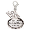Keep Calm Godmother is Here - Silver Plated Clip on Charm with Mini Year 2025: Year to Remember Jewelry Gift - Celebrations