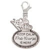 Silver Plated Keep Calm The Nurse is Here - Silver Plated Clip on Charm with Mini Year 2025: Year to Remember Jewelry Gift - Celebrations