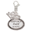 Silver Plated Keep Calm Aunt is Here - Silver Plated Clip on Charm with Mini Year 2025: Year to Remember Jewelry Gift - Celebrations