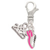 Silver Plated Mini Hot Pink Running Shoe - Silver Plated Clip on Charm with Mini Year 2025: Year to Remember Jewelry Gift - Celebrations