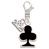Silver Plated Card Suit - Black Club - Silver Plated Clip on Charm with Mini Year 2025: Year to Remember Jewelry Gift - Celebrations