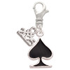 Silver Plated Card Suit - Black Spade - Silver Plated Clip on Charm with Mini Year 2025: Year to Remember Jewelry Gift - Celebrations