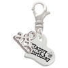 Silver Plated Small Happy Birthday Heart - Silver Plated Clip on Charm with Mini Year 2025: Year to Remember Jewelry Gift - Celebrations