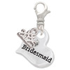 Silver Plated Large Bridesmaid Heart - Silver Plated Clip on Charm with Mini Year 2025: Year to Remember Jewelry Gift - Celebrations