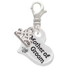 Silver Plated Large Mother of the Groom Heart - Silver Plated Clip on Charm with Mini Year 2025: Year to Remember Jewelry Gift - Celebrations