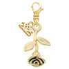 Gold-tone Stemmed Rose - Gold-tone Plated Clip on Charm with Mini Year 2025: Year to Remember Jewelry Gift - Celebrations