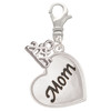 Silver Plated Script Mom Heart - Silver Plated Clip on Charm with Mini Year 2025: Year to Remember Jewelry Gift - Celebrations