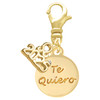 Gold-tone Te Quiero Disc - Gold-tone Plated Clip on Charm with Mini Year 2025: Year to Remember Jewelry Gift - Celebrations