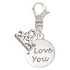 Silver Plated I Love You Disc - Silver Plated Clip on Charm with Mini Year 2025: Year to Remember Jewelry Gift - Celebrations