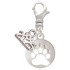 Silver Plated Bear Paw Silhouette - Silver Plated Clip on Charm with Mini Year 2025: Year to Remember Jewelry Gift - Celebrations