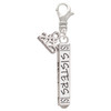 Sisters Best Friends Forever Bar - Silver Plated Clip on Charm with Mini Year 2025: Year to Remember Jewelry Gift - Celebrations