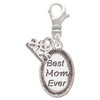 Best Mom Ever Oval - Silver Plated Clip on Charm with Mini Year 2025: Year to Remember Jewelry Gift - Celebrations