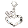 Silver Plated Heart with 3 AB Crystals - Stronger Braver Smarter - Silver Plated Clip on Charm with Mini Year 2025: Year to Remember Jewelry Gift - Celebrations