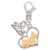 Two-tone Scottie Dog Silhouette Heart - Silver Plated Clip on Charm with Mini Year 2025: Year to Remember Jewelry Gift - Celebrations