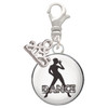 Silver Plated Domed Jazz Girl with Hat - Silver Plated Clip on Charm with Mini Year 2025: Year to Remember Jewelry Gift - Celebrations