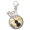 Silver Plated Domed Music - Bass - Silver Plated Clip on Charm with Mini Year 2025: Year to Remember Jewelry Gift - Celebrations