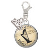 Silver Plated Domed Music - Harp - Silver Plated Clip on Charm with Mini Year 2025: Year to Remember Jewelry Gift - Celebrations