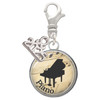 Silver Plated Domed Music - Piano - Silver Plated Clip on Charm with Mini Year 2025: Year to Remember Jewelry Gift - Celebrations