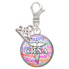 Silver Plated Domed Multi Color CRNA - Silver Plated Clip on Charm with Mini Year 2025: Year to Remember Jewelry Gift - Celebrations