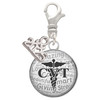 Silver Plated Domed Black CVT - Silver Plated Clip on Charm with Mini Year 2025: Year to Remember Jewelry Gift - Celebrations