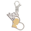 Two-tone Boy Silhouette in Heart - Silver Plated Clip on Charm with Mini Year 2025: Year to Remember Jewelry Gift - Celebrations