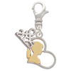 Two-tone Girl Silhouette in Heart - Silver Plated Clip on Charm with Mini Year 2025: Year to Remember Jewelry Gift - Celebrations
