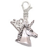 Silver Plated 3-D Unicorn Head - Silver Plated Clip on Charm with Mini Year 2025: Year to Remember Jewelry Gift - Celebrations