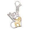 Two-tone Moose in Heart - Silver Plated Clip on Charm with Mini Year 2025: Year to Remember Jewelry Gift - Celebrations
