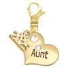 Gold-tone Large Aunt Heart with Crystal - Gold-tone Plated Clip on Charm with Mini Year 2025: Year to Remember Jewelry Gift - Celebrations