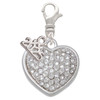 Silver Plated Large Rounded Clear Oktant Crystal Heart - Silver Plated Clip on Charm with Mini Year 2025: Year to Remember Jewelry Gift - Celebrations