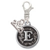 Silver Plated Antiqued Round Seal - Initial - E - Silver Plated Clip on Charm with Mini Year 2025: Year to Remember Jewelry Gift - Celebrations