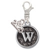 Silver Plated Antiqued Round Seal - Initial - W - Silver Plated Clip on Charm with Mini Year 2025: Year to Remember Jewelry Gift - Celebrations