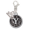 Silver Plated Antiqued Round Seal - Initial - Y - Silver Plated Clip on Charm with Mini Year 2025: Year to Remember Jewelry Gift - Celebrations